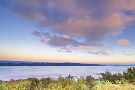 Beautiful Sea of Mist on Poo Chee Fah ,Chaingrai , Thailandの写真素材