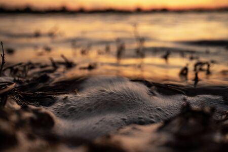 close up Waves breaking through freshwater swamps causing banks to flood.
