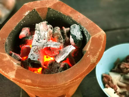 Charcoal clay stove for cooking in Thailandの写真素材
