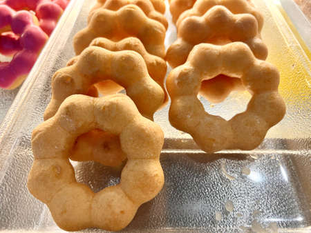 Homemade cookies in the form of a star on a tray.