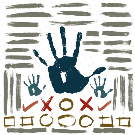 Vector hand print,brush strokesのイラスト素材