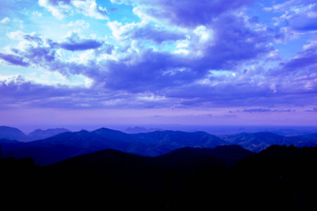 Mountain landscape sunset, at Khao Sun, Nakhon Si Thammarat, Thailand