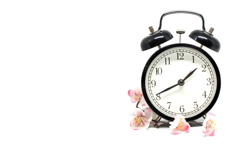 alarm clock isolated White backgroundの写真素材