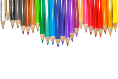 Colored pencils, isolated on the white background.の写真素材