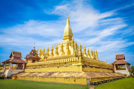 Golden pagoda in Laosの写真素材