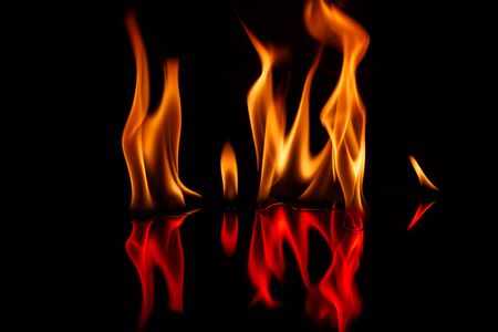 Fire flames on a black background blur