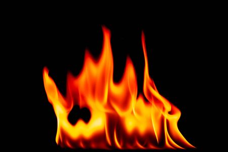 Fire flames on a black background