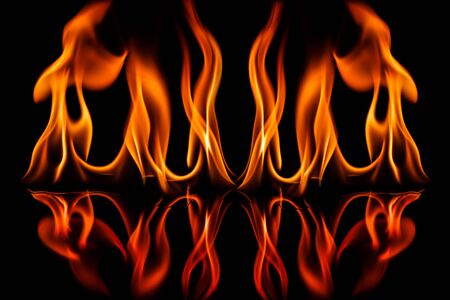 Fire flames on a black background blur