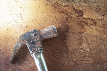 Hammer on the wooden floor detail art