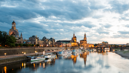 Dresden city at sunset, Germanyの写真素材