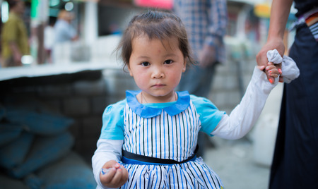 Leh Ladakh , India - August 11: Unidentified Children in leh market 11, 2015のeditorial素材