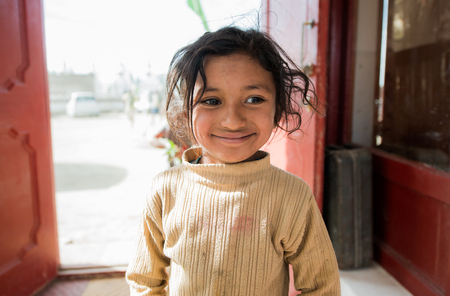 Leh Ladakh , India - August 8: Unidentified Children Smiling in leh market 8, 2015のeditorial素材