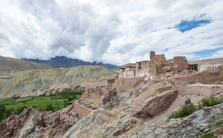 Old monastery on the mountain, Ladakh, Indiaの写真素材