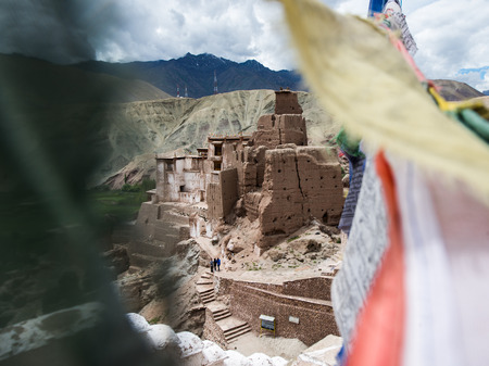 Old monastery on the mountain, Ladakh, Indiaの写真素材