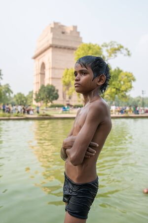 New Delhi , India - August 4, 2015 : Unidentified Children in New Delhi, Indiaのeditorial素材
