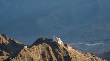 Monastery on the mountain, Ladakh, Indiaの写真素材