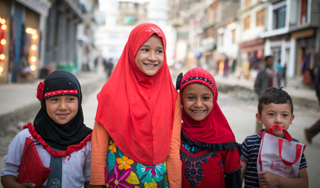 Leh Ladakh , India - August 11 : Unidentified Children in leh market 11, 2015のeditorial素材