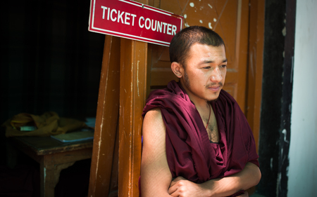 Leh Ladakh , India - August 11, 2015 : Unidentified tibetan buddhist monks  in Leh Ladakh, India