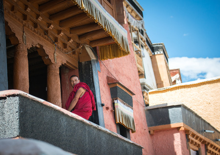 Leh Ladakh , India - August 11, 2015 : Unidentified tibetan buddhist monks  in Leh Ladakh, Indiaのeditorial素材
