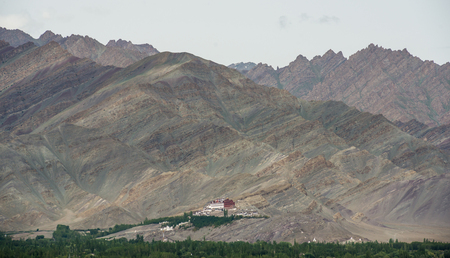 Monastery on the mountain, Ladakh, Indiaの写真素材