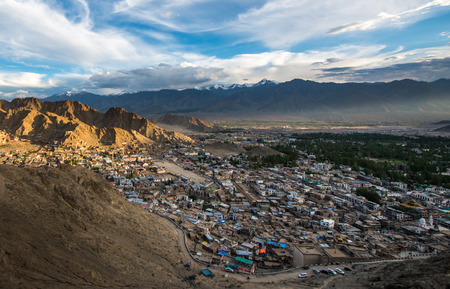 Leh Ladakh city and Mountains, Ladakh, Indiaのeditorial素材