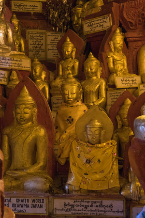 Buddhas inside Pindaya cave, Pindaya, Myanmarの写真素材