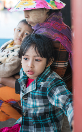 Kyaikhtiyo, Myanmar -  February 22: Unidentified Children in Kyaikhtiyo, Myanmar 22, 2017のeditorial素材