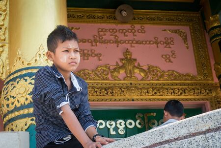 Kyaikkhami, Myanmar -  February 21: Unidentified Children in Kyaikkhami, Myanmar 21, 2017のeditorial素材