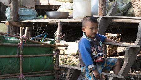 Kyaikkhami, Myanmar -  February 24: Unidentified Children in Kyaikkhami, Myanmar 24, 2017のeditorial素材