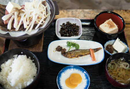 Traditional Japanese meal set, Shirakawago, Japan