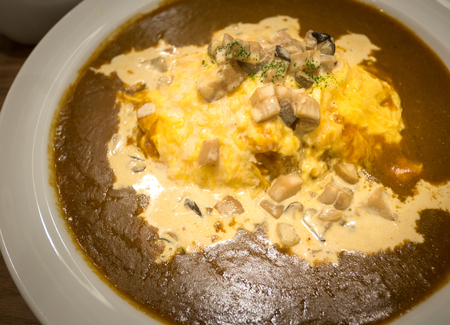 Japanese Curry Rice with omelette , Osaka, Japanの写真素材