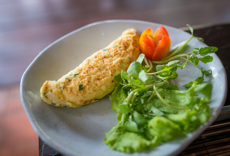 Omelette with fresh vegetableの写真素材