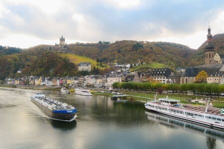 Cochem in autumn with Moselle river, Cochem, Germany