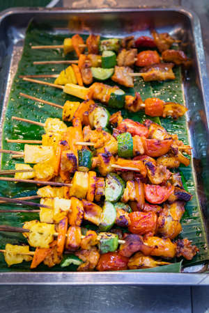 Grilled Pork Barbecue And Vegetableの写真素材