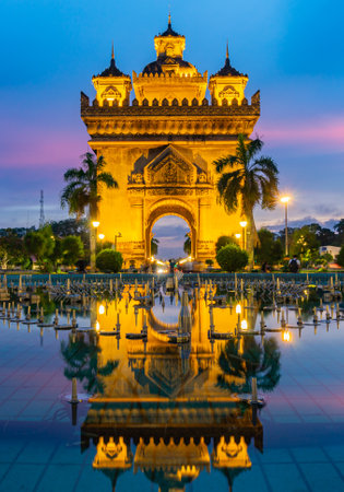 Patuxai Victory Monument of Vientiane, Laosの写真素材