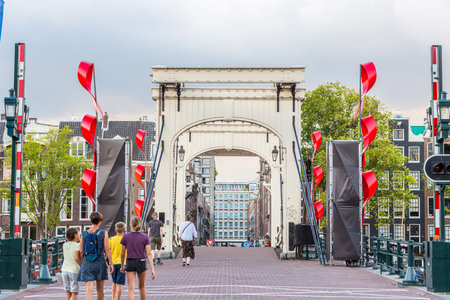 Skinny Bridge, Amsterdam, Netherlandsの写真素材