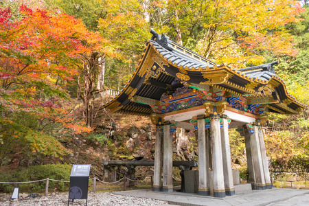 Blessing hall in the Taiyu-in temple with an autumn feeling,  Nikko - Japanのeditorial素材