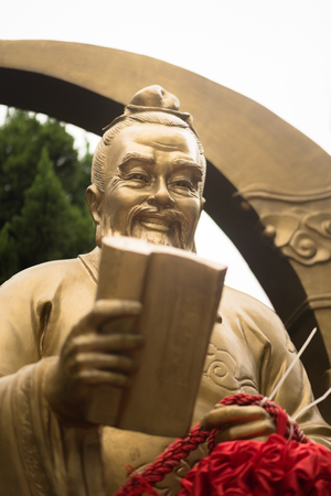 Wong Tai Sin temple / Hong Kong - January 2018 : Yue Lao, the famous Chinese holy god of lovely couple and marriage, signature with red rope which located at Wong Tai Sin temple (Public).のeditorial素材