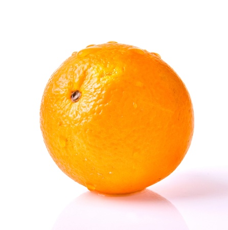 Close up fresh orange isolated on white background.の写真素材