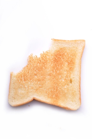 A pieces of toast with isolated white background.の写真素材