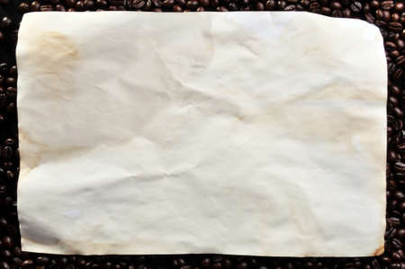 Close up the old paper texture on coffee bean Backgroundの写真素材