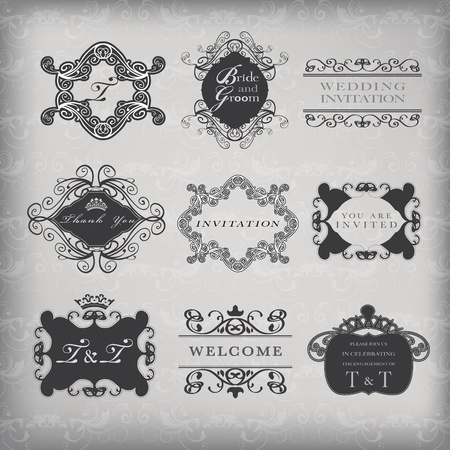 Set of vintage framesのイラスト素材