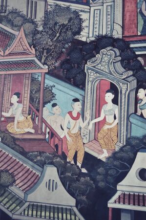 Art walls at temple in thailandの素材