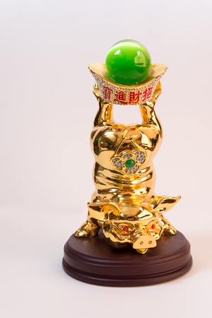 a figure represent chinese new year in the year of pig with word represent long live, prosper and good luckの写真素材
