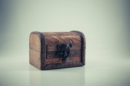 vintage wooden chestの写真素材