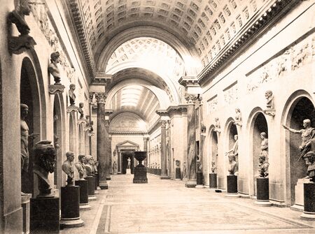 Vintage Photo Braccio Nuovo  in Vatican museum 1890のeditorial素材