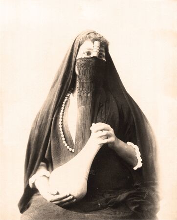 Vintage Photo  Egyptian woman in traditional dress  1880の写真素材
