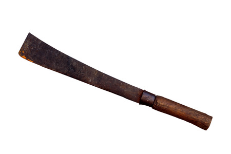 Rusty old knife on white background