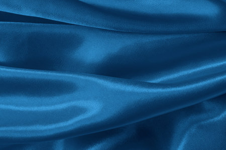 Blue fabric cloth texture for background and design art work, beautiful crumpled pattern of silk or linen.の写真素材