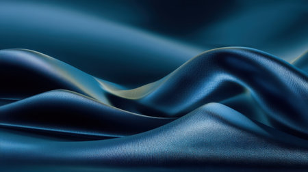 Discover the elegance of deep blue satin fabric, showcasing smooth curves and textures. Perfect for fashion photography, backgrounds, or creative projects requiring a luxurious touch.の素材